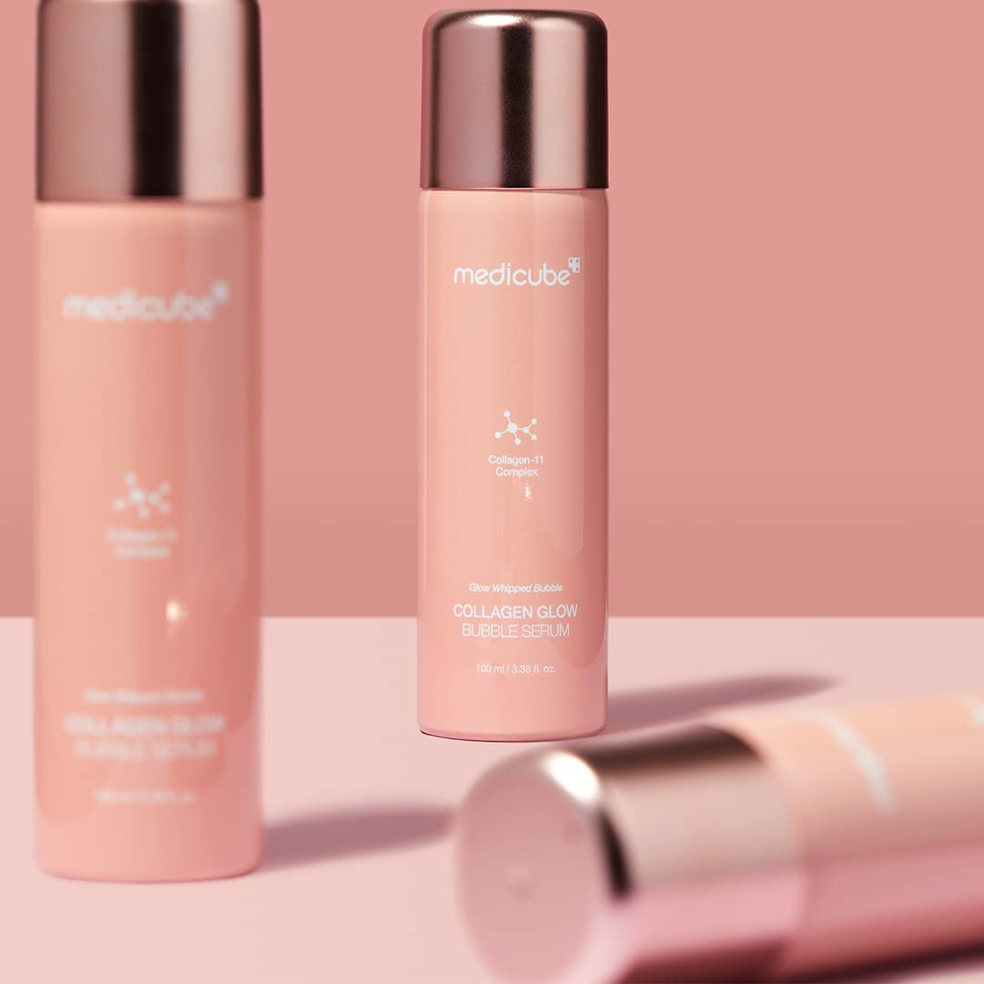Medicube Collagen Glow Bubble Serum ingredients panel highlighting collagen blend