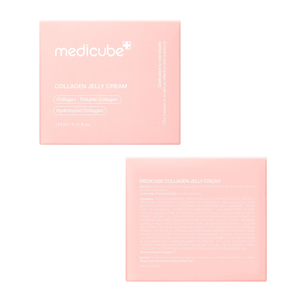 Medicube crema gelatina con colágeno, etiqueta muestra pH equilibrado.