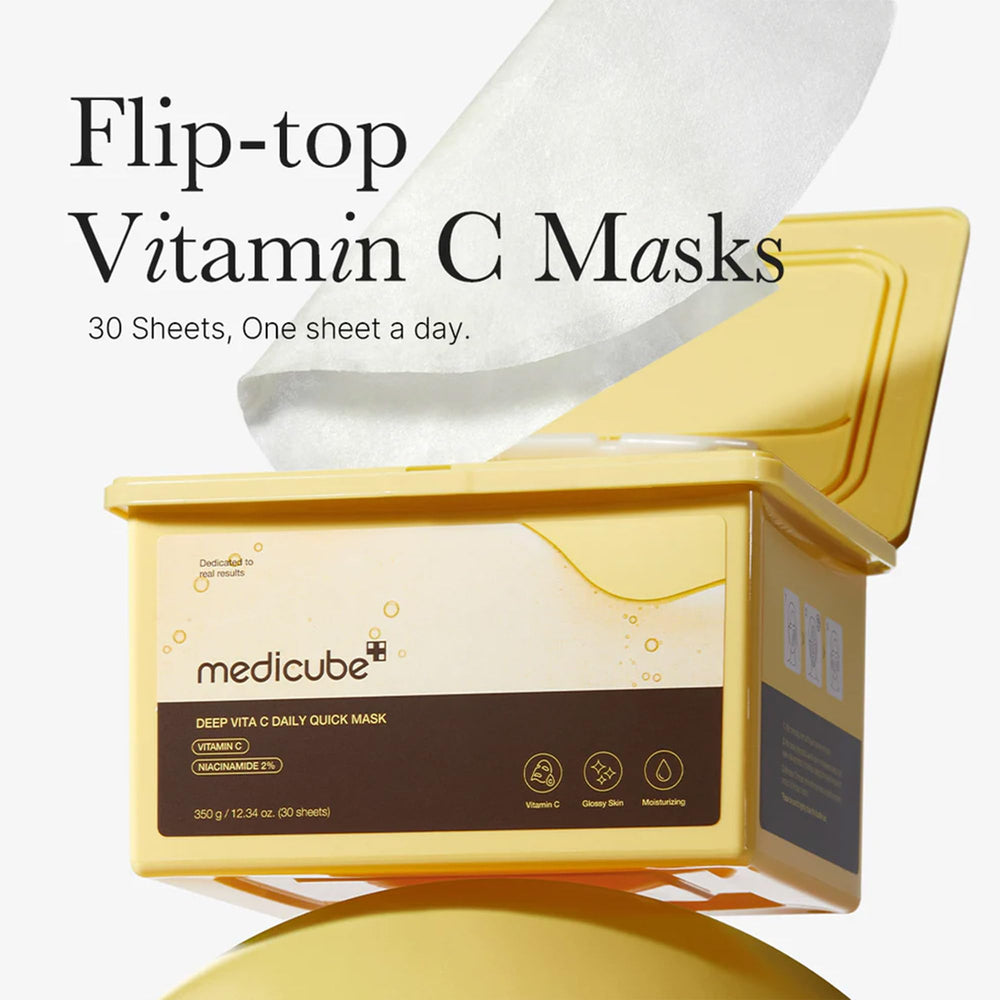 mascarilla medicube deep vita c, dispensador rapido para aplicacion facil