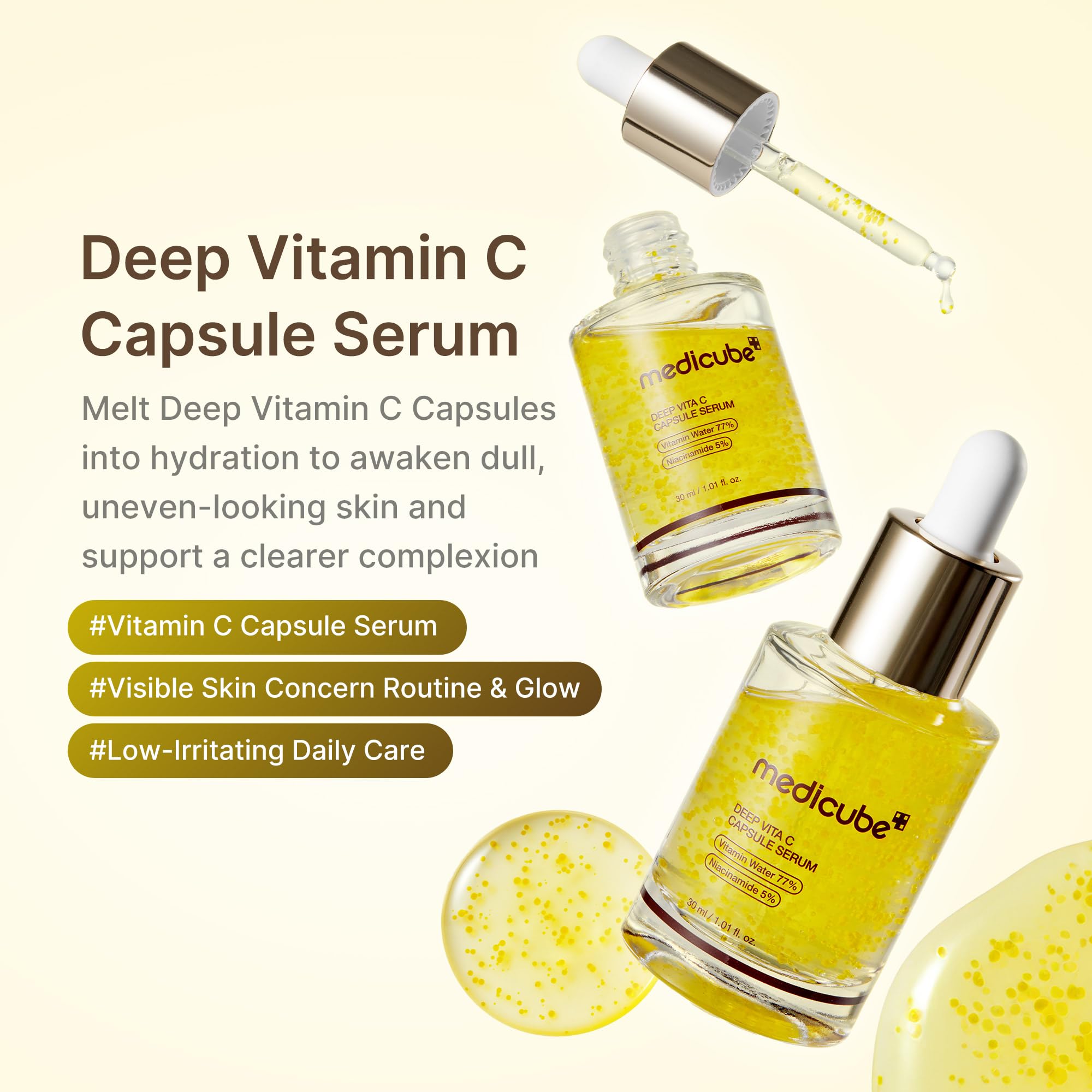 Medicube Deep Vitamina C Cápsulas suero, aplicación rápida para piel uniforme