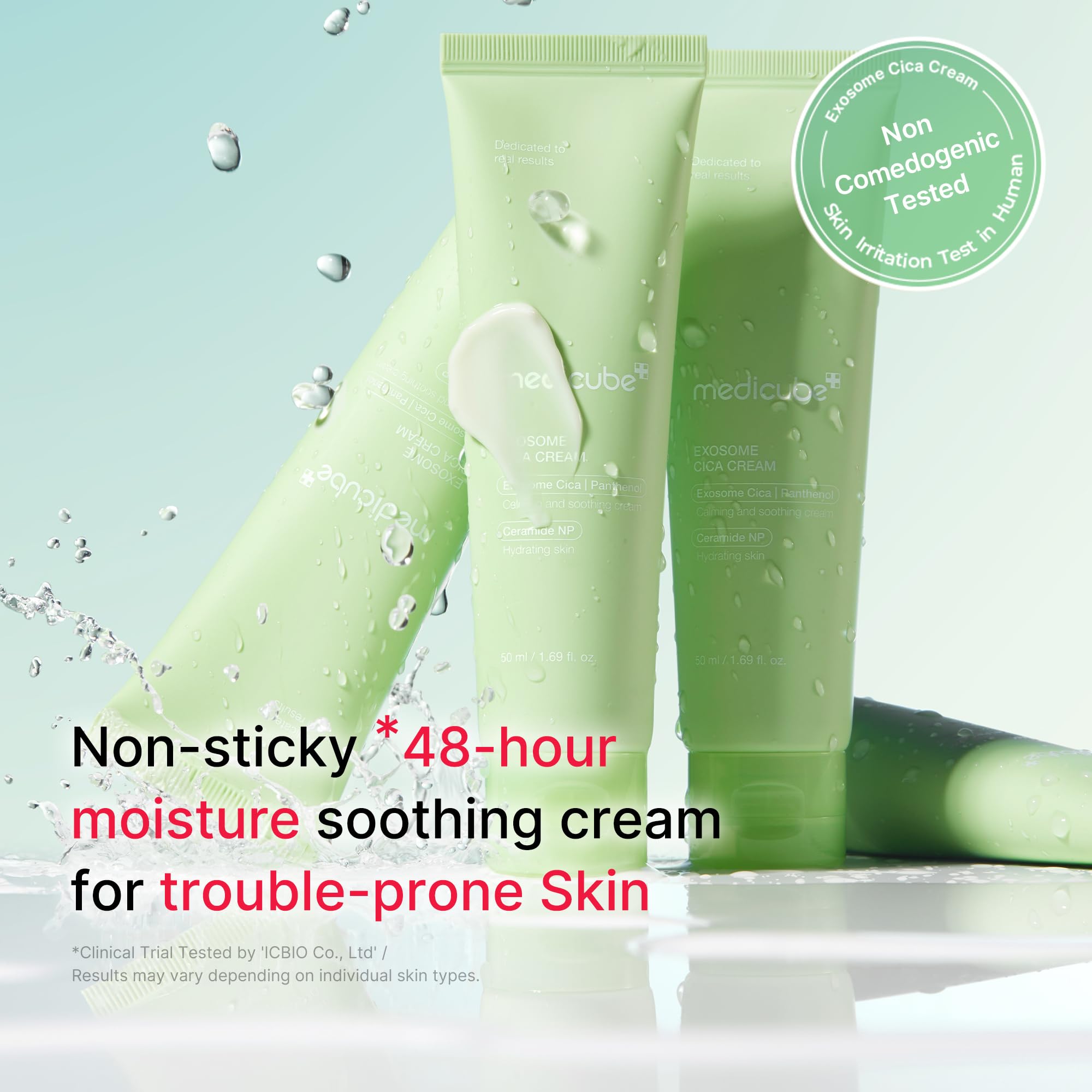 Medicube Exosome Cica Crema, frasco de 50 ml para hidratación diaria suave.