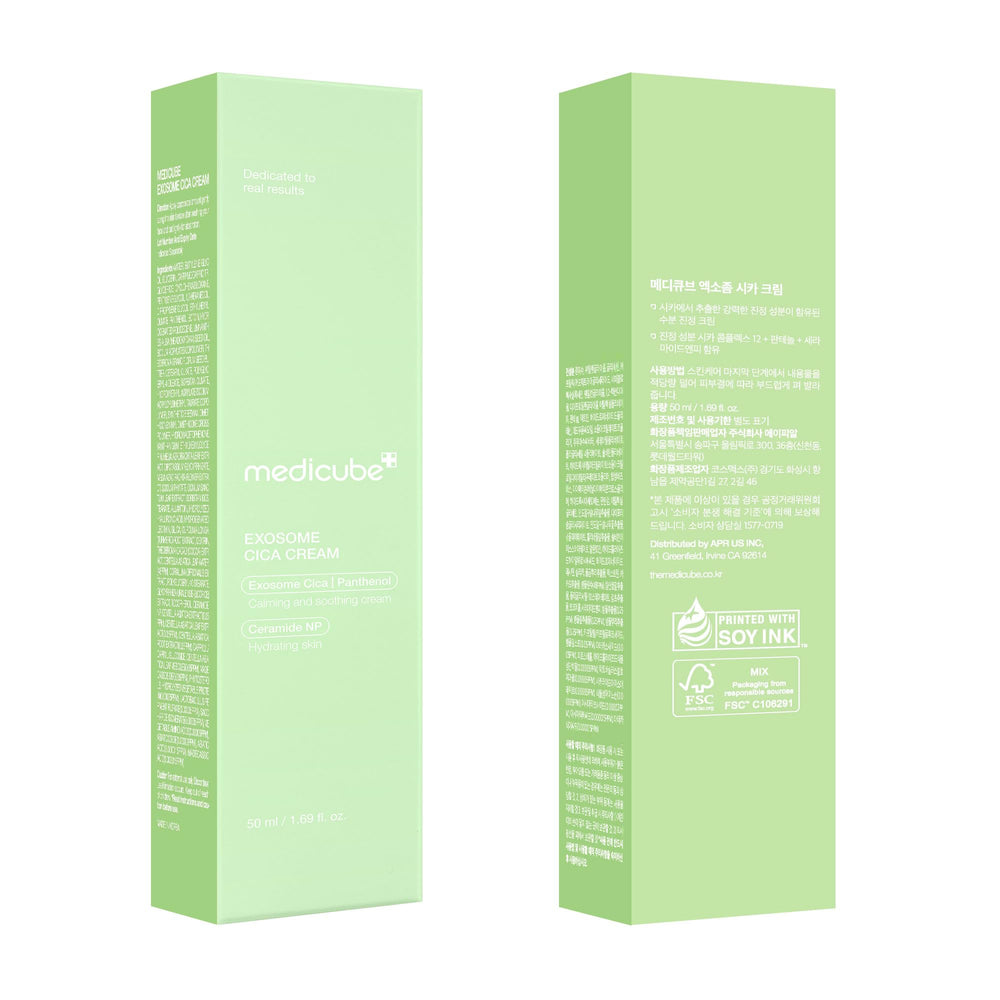 Medicube Exosome Cica Crema, revela un brillo suave en piel con textura uniforme.