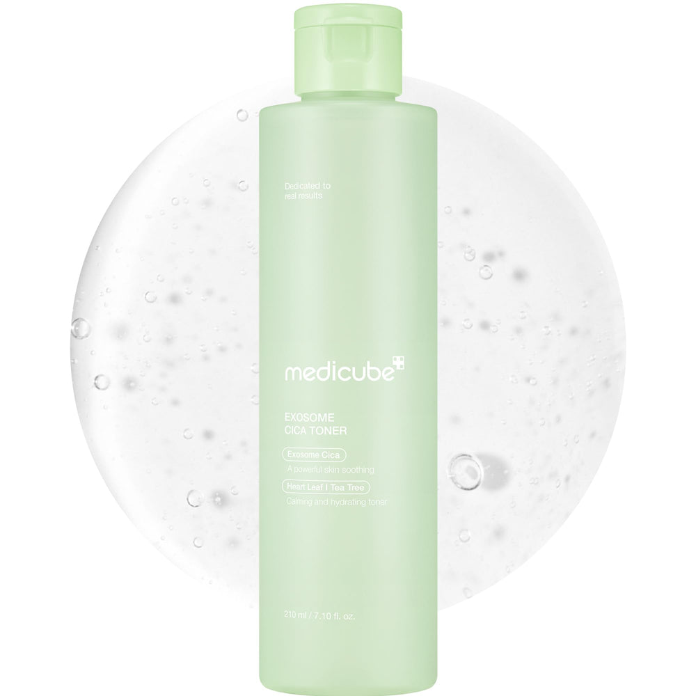 Medicube Exosome Cica Toner, botella elegante para uso diario y refrescante sensación