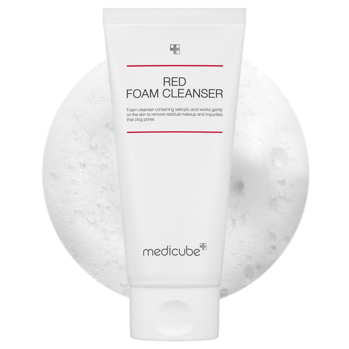 Medicube Limpiador Rojo Espuma, bote visible para limpieza suave y profunda.