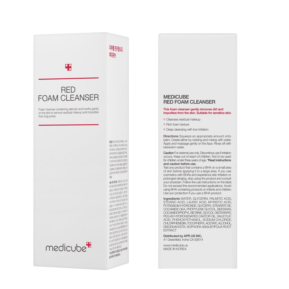 Medicube Limpiador Rojo Espuma, limpieza suave para maquillaje más limpio.
