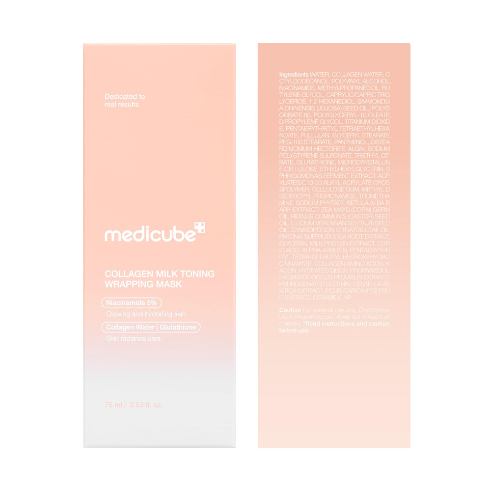 Medicube Mascarilla lista para maquillaje con piel hidratada y radiante.