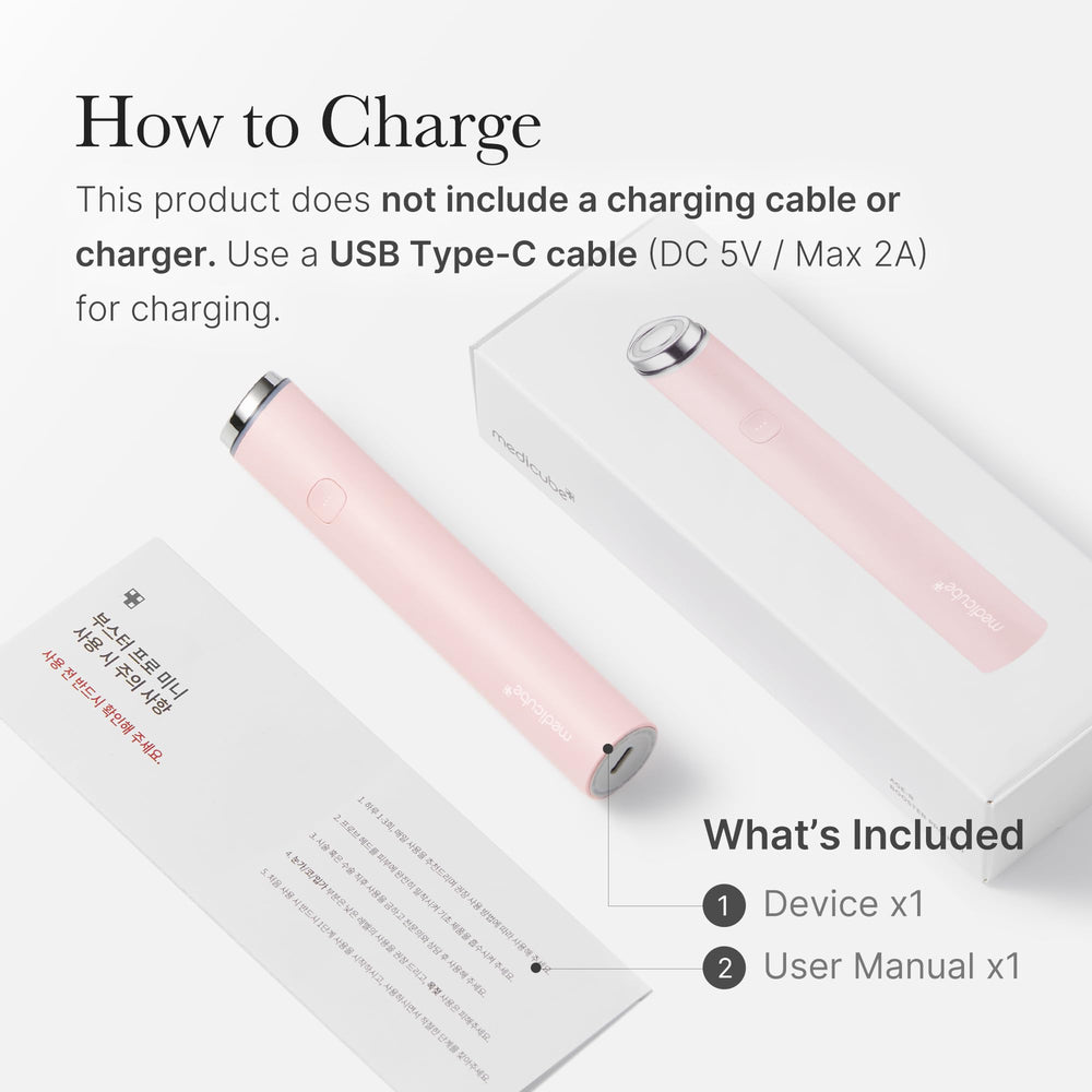 medicube mini-booster-pro blanco, carga por USB-C para mayor comodidad.
