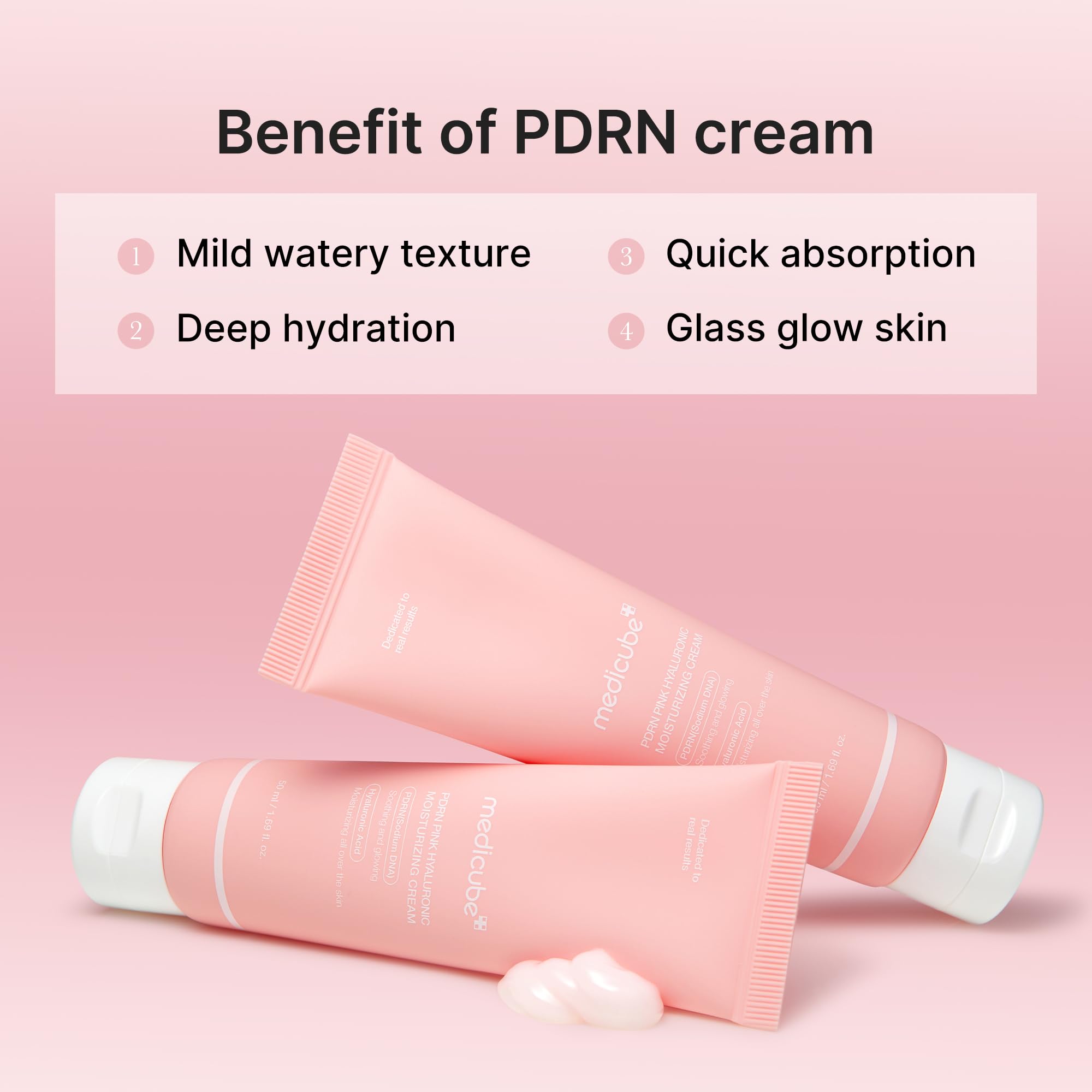 Medicube PDRN Pink Cream packaging laid out for flatlay presentation