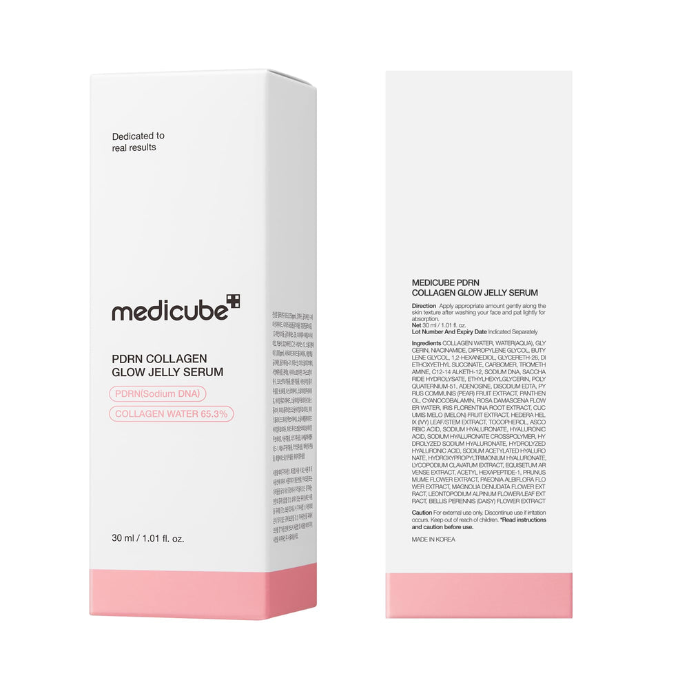 Medicube PDRN Pink Efecto firmeza suave, acabado luminoso sin sensación grasa.