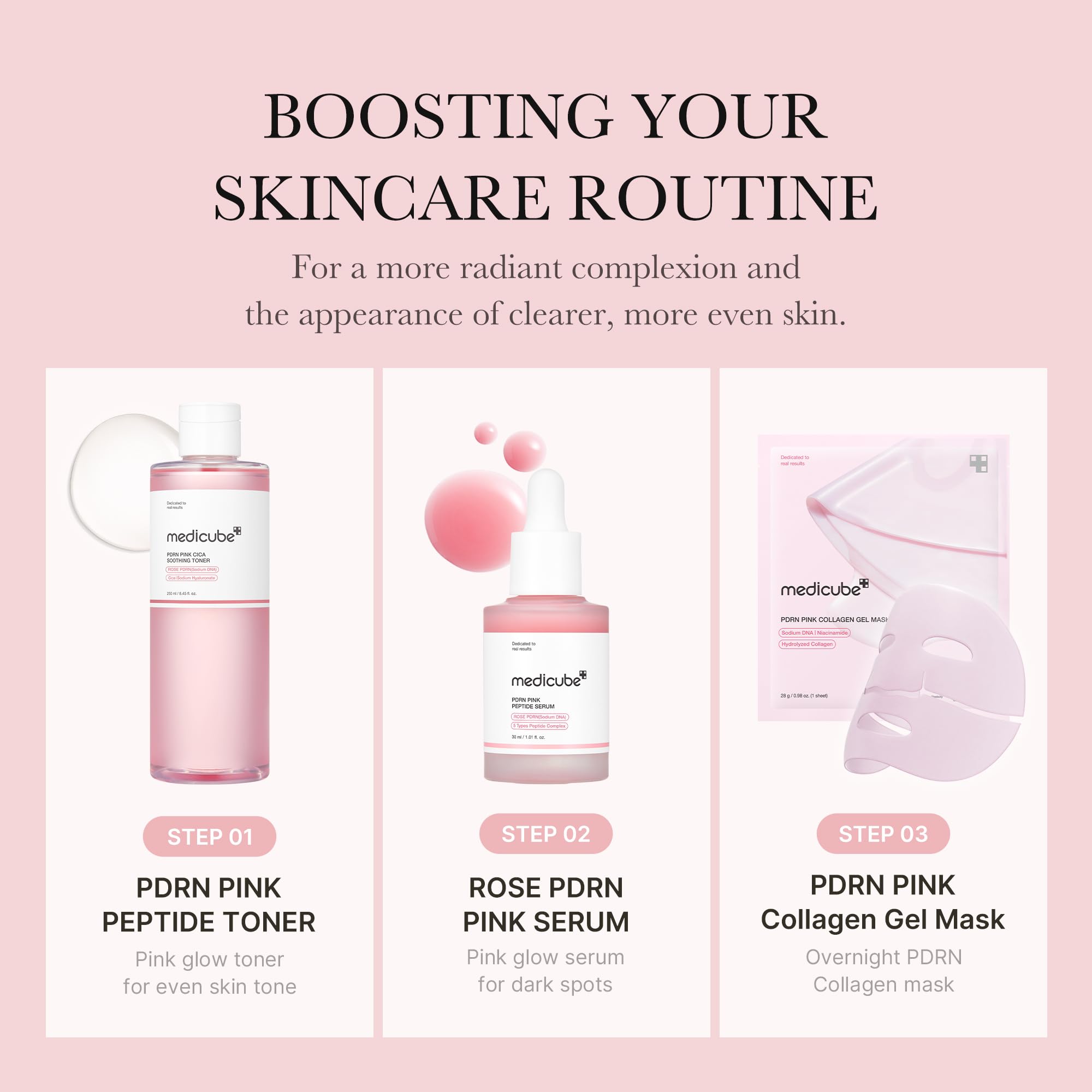 Medicube PDRN Rosa Tónico: brillo natural y piel más radiante