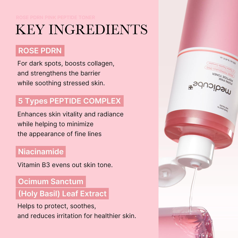 Medicube PDRN Rosa Tónico: envase de 250 ml para uso prolongado
