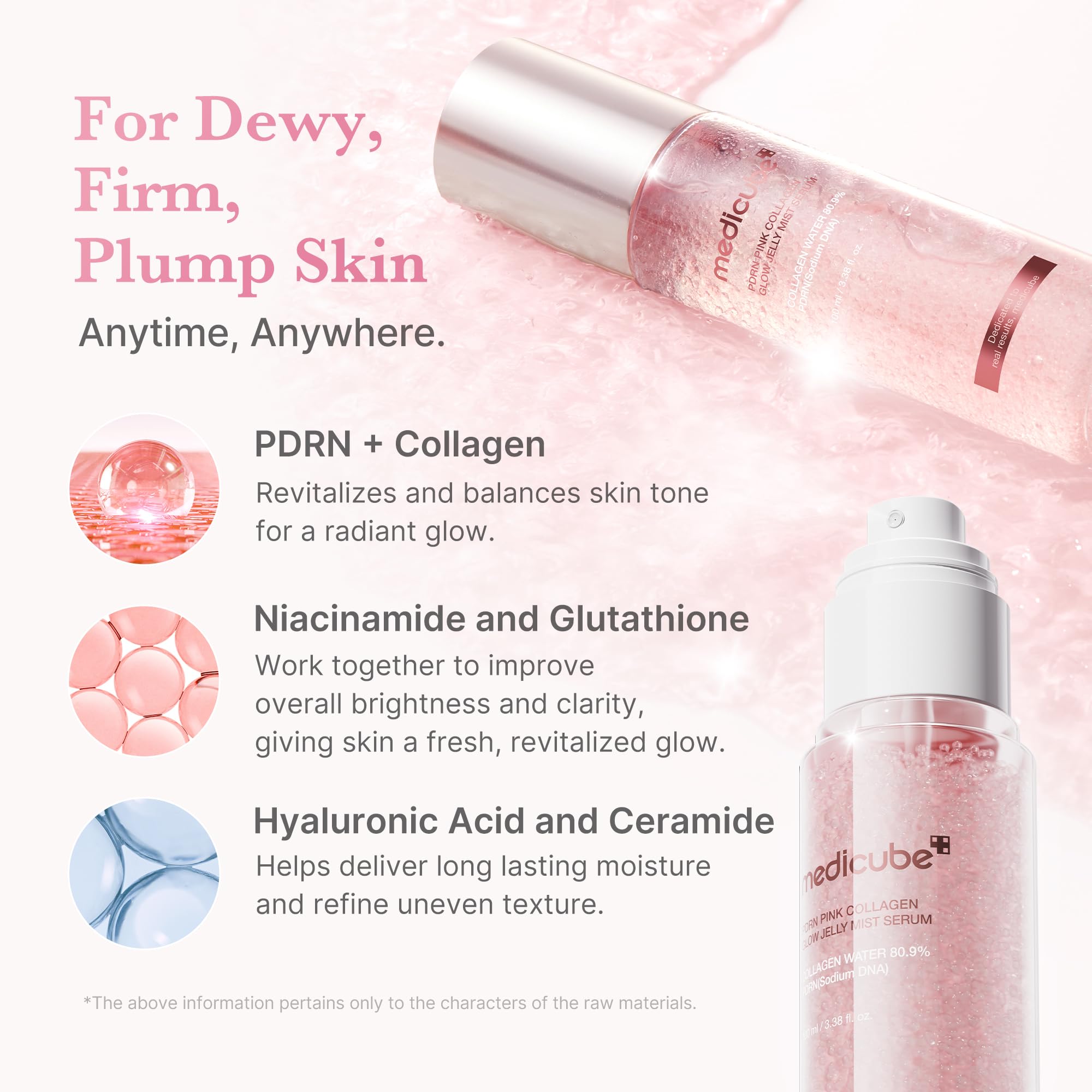 Medicube Pink PDRN, efecto niebla suave para refrescar y mantener la hidratación.