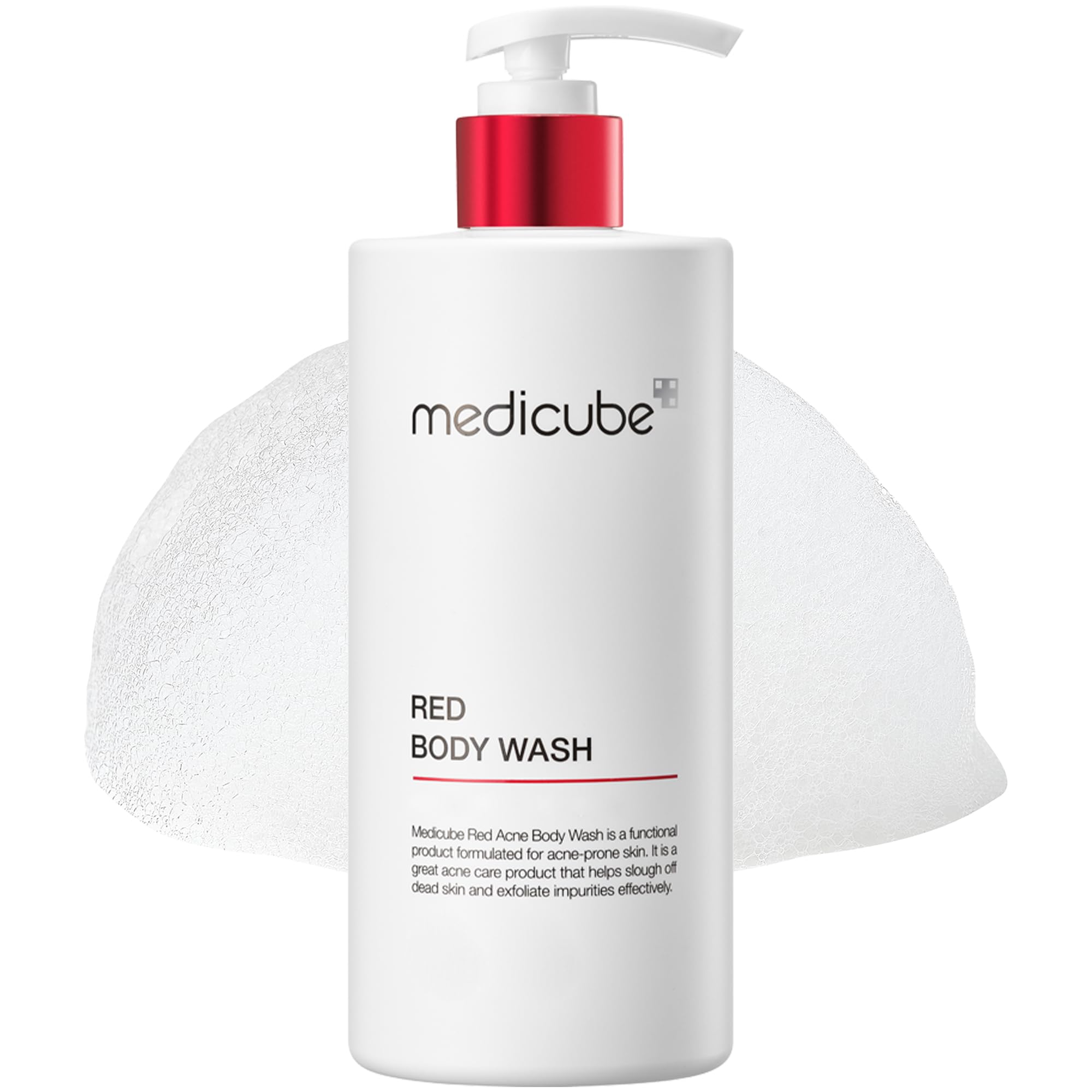 Medicube Red Body Wash – Bouteille visible, nettoyage en douceur et hydratation possible.