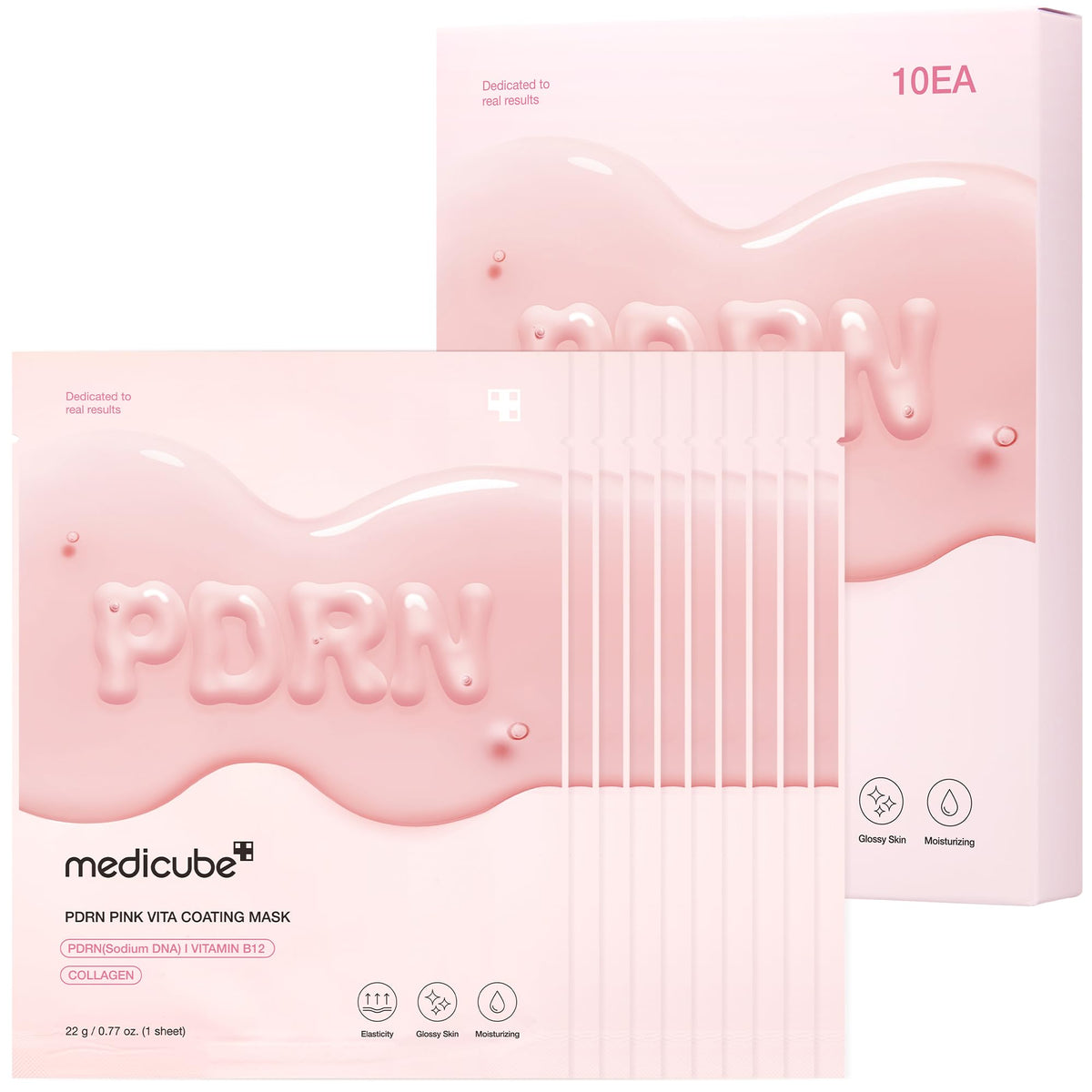 Medicube Salmon DNA PDRN Pink Sheet Mask pack for hydration.