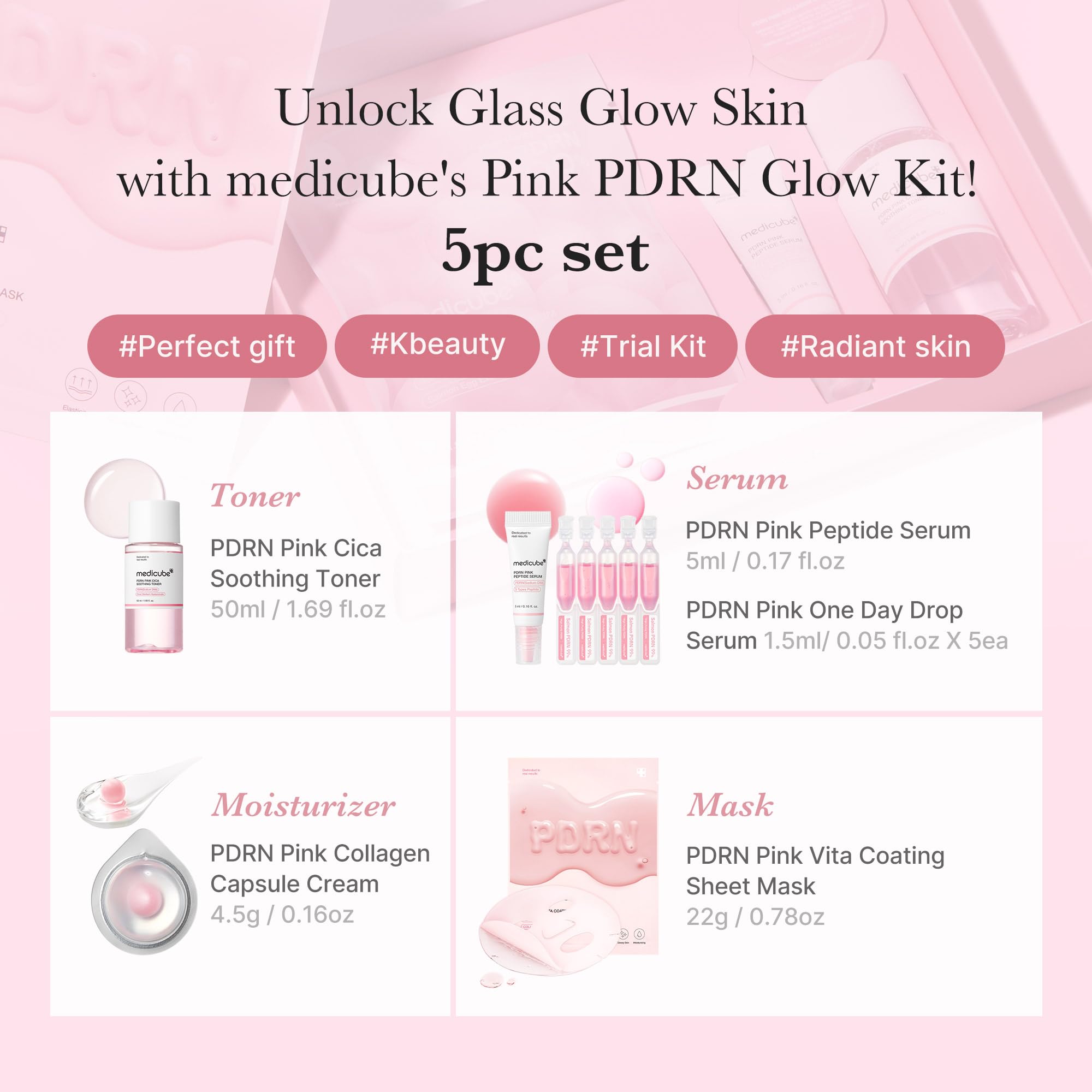 Medicube Salmon DNA Serum mini aporta nutrición diaria y brillo suave.