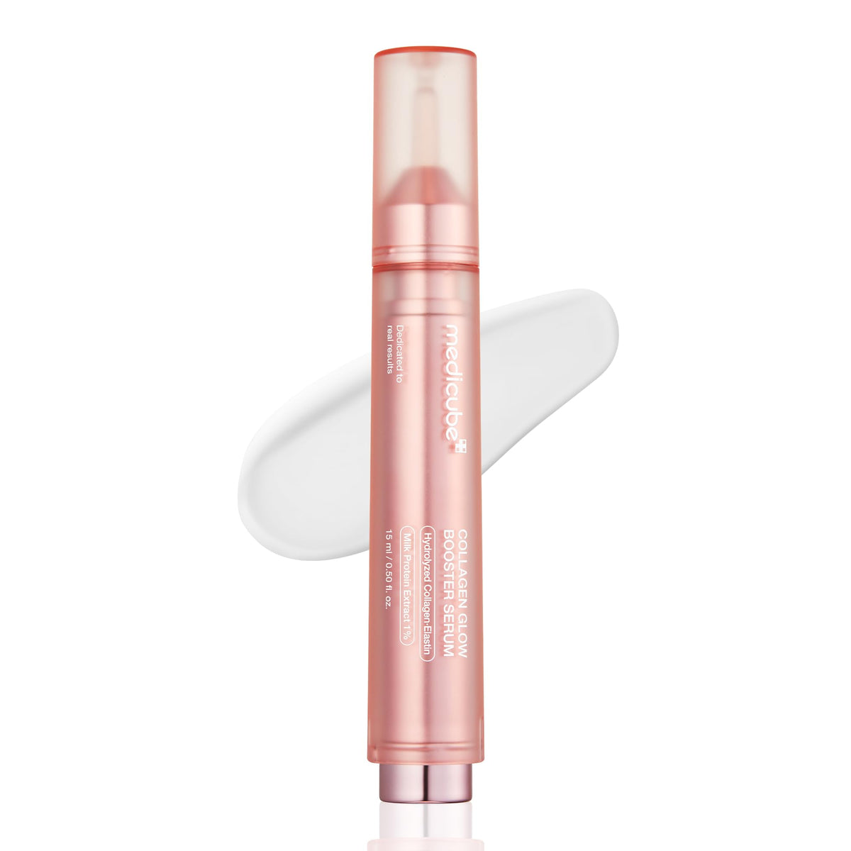 Medicube Collagen Glow Serum, botella con giro para iluminación facial suave.