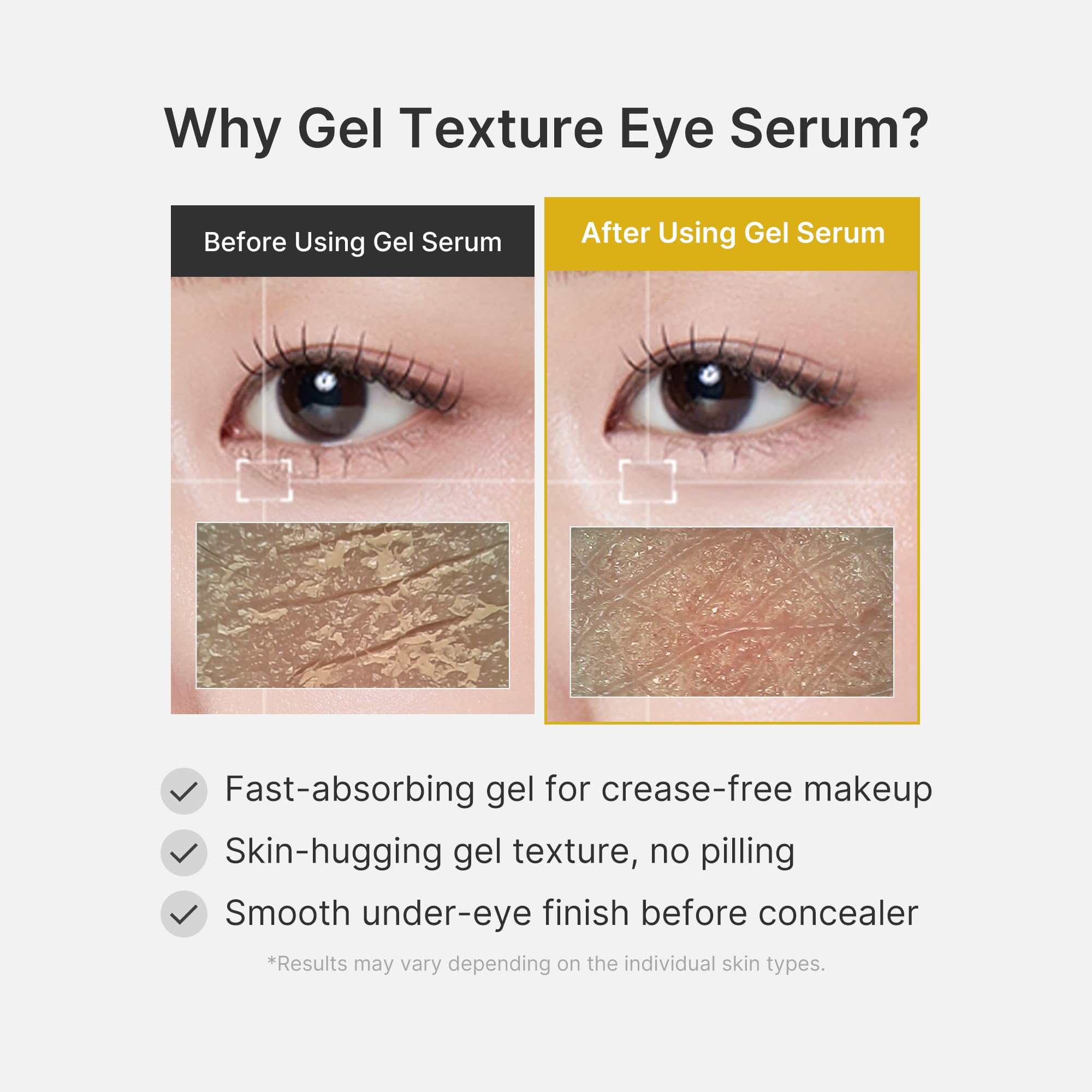 Medicube Serum Ojos brillo con tono más uniforme durante el día.