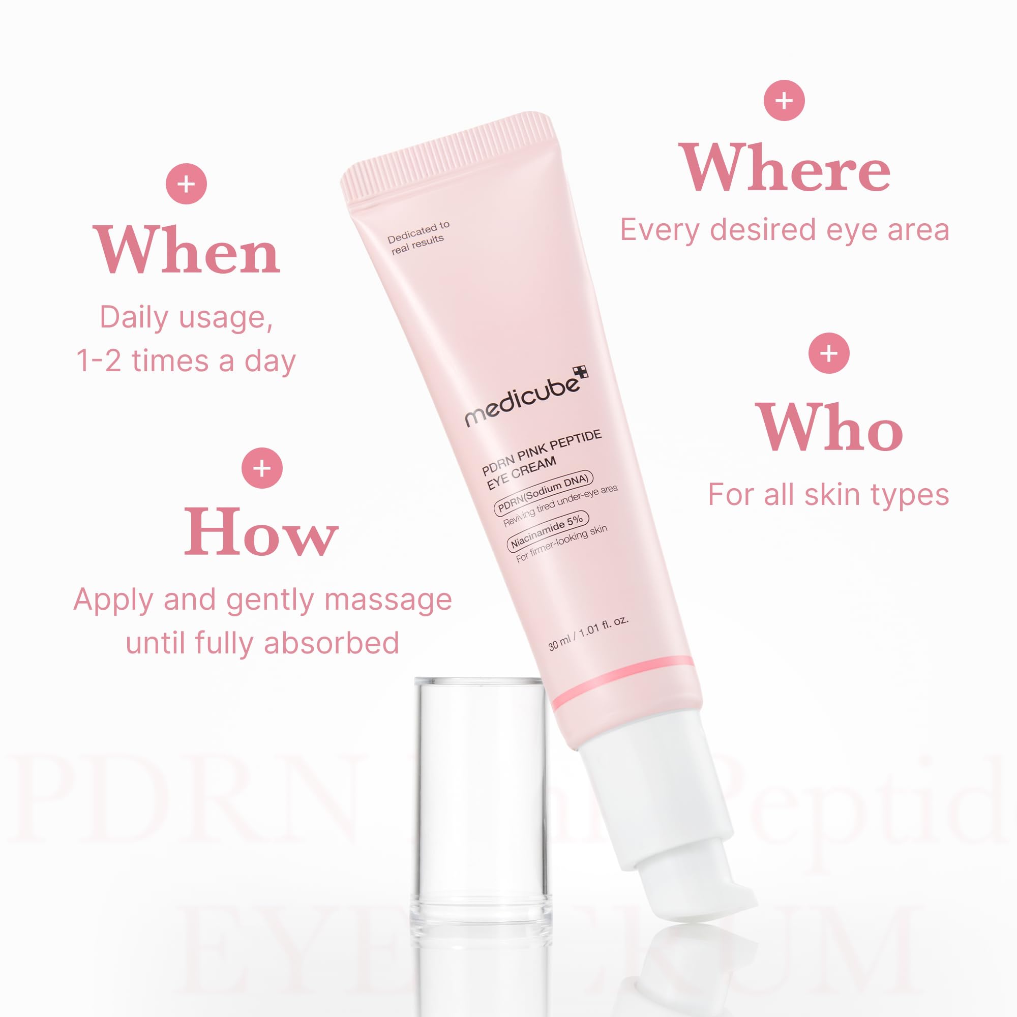 Medicube Eye Serum con niacinamida corrige tono desigual alrededor de los ojos.