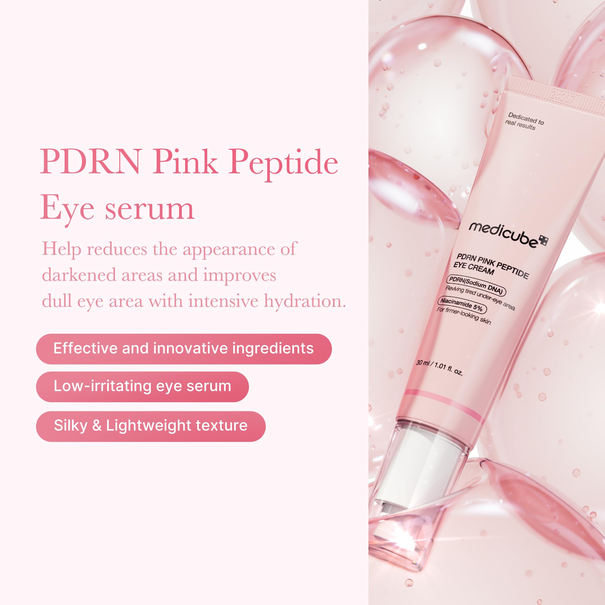 Medicube Eye Serum: textura ligera que se absorbe rápidamente en el contorno ocular.
