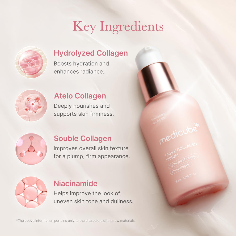 Aplicación en la cara con serum Medicube Triple Collagen para cuidado diario