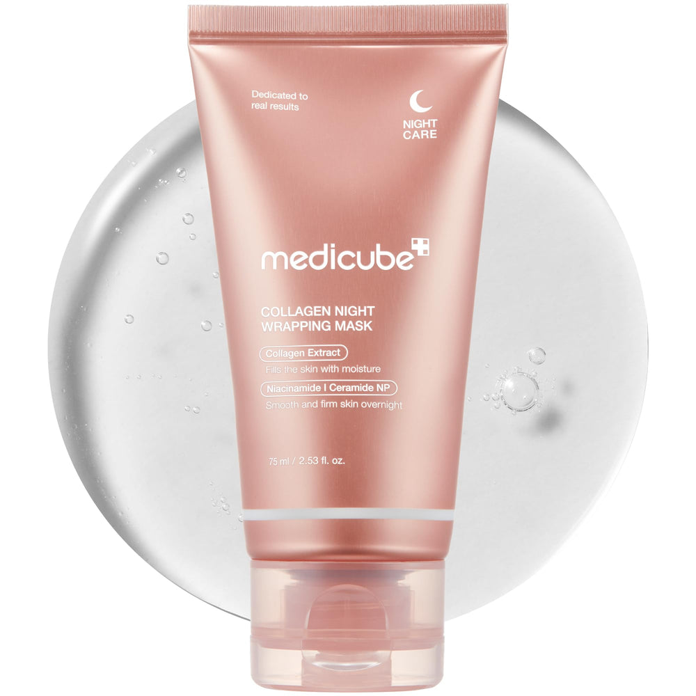 Medicube Wrapping Mask Collagen: aplicación nocturna en rostro para mejorar elasticidad