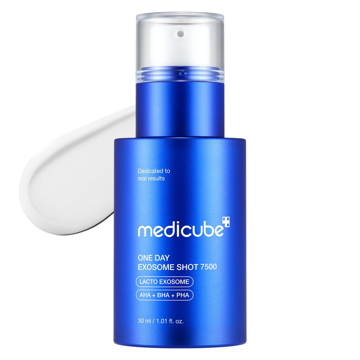 Medicube Zero Exosome Shot, botella en primer plano, ofrece hidratación suave.