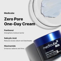 Medicube Zero Pore crema: aplica en rostro desde el centro hacia fuera para mejor absorción.