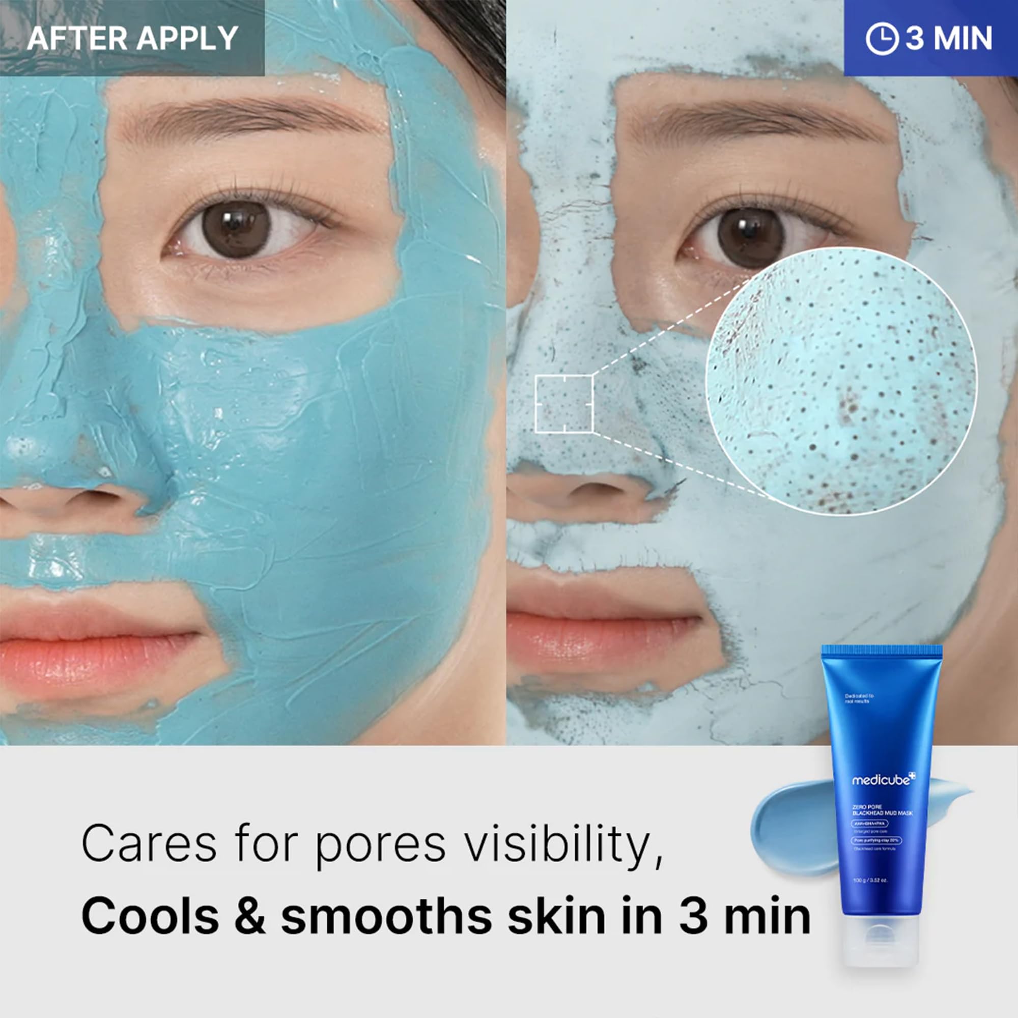 Aplicación con aplicador no incluido para Medicube Zero Pore.