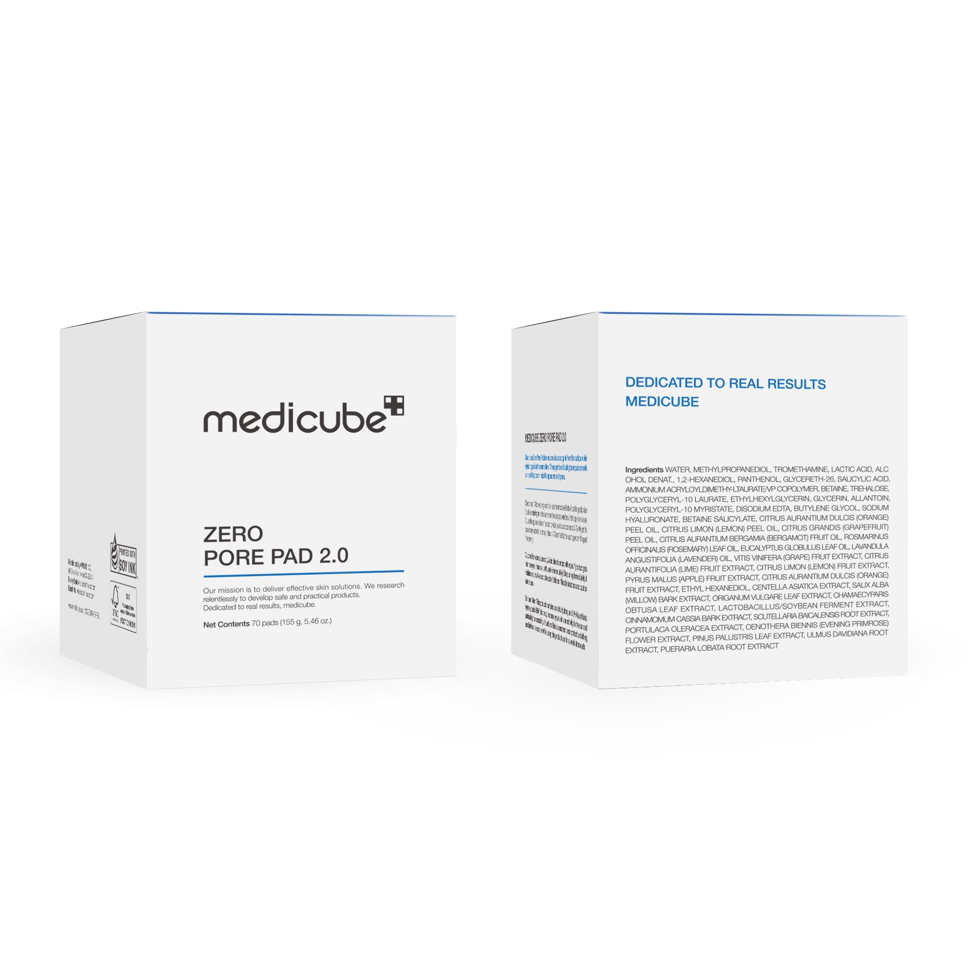 Medicube Zero Pore Pad 2.0, caja del producto compacta.