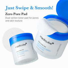 Medicube Zero Pore Pad 2.0, lado liso, calmante y suave para piel sensible.
