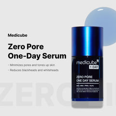 Detalle del producto mostrando reducción de poros con Medicube Zero Pore Serum.