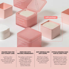 Mediheal Collagen Ampoule Pad: diseño cuadrado para ajuste cómodo en el rostro