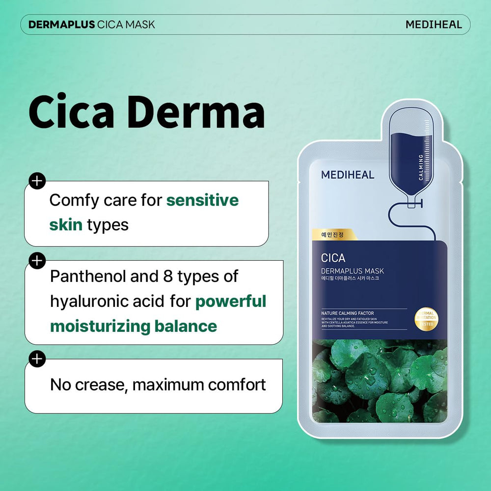Dermaplus Cica Mask muestra el CICA Complex para piel más calmada.