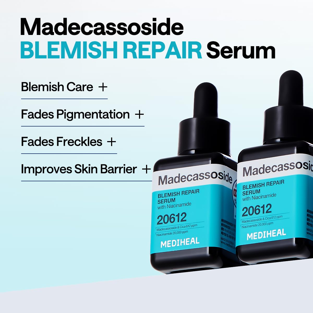 Mancha focal con serum Madecassoside para tono más uniforme.
