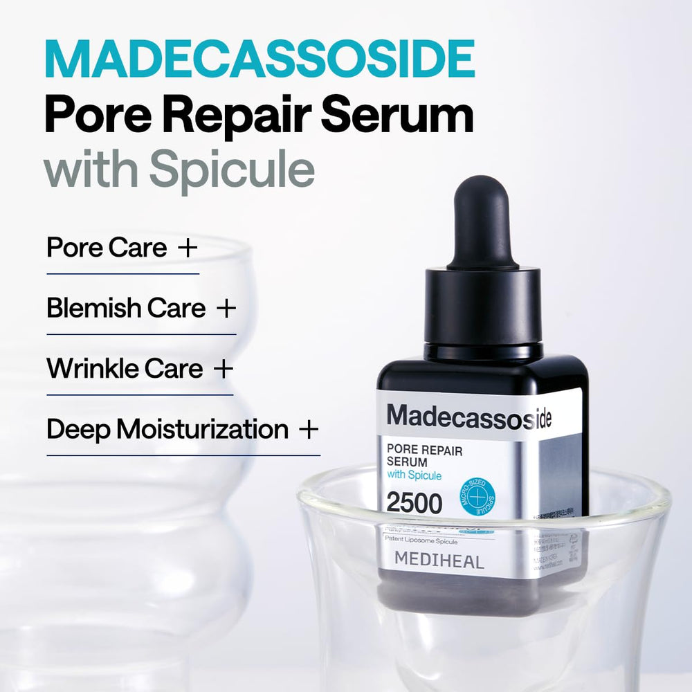 Mediheal Madecassoside spicule-coated ingredient close-up highlights tightening action.