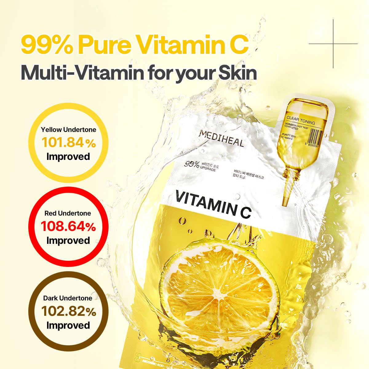 Mediheal Vitamin C Essential – emballage du coffret contenant sept masques.