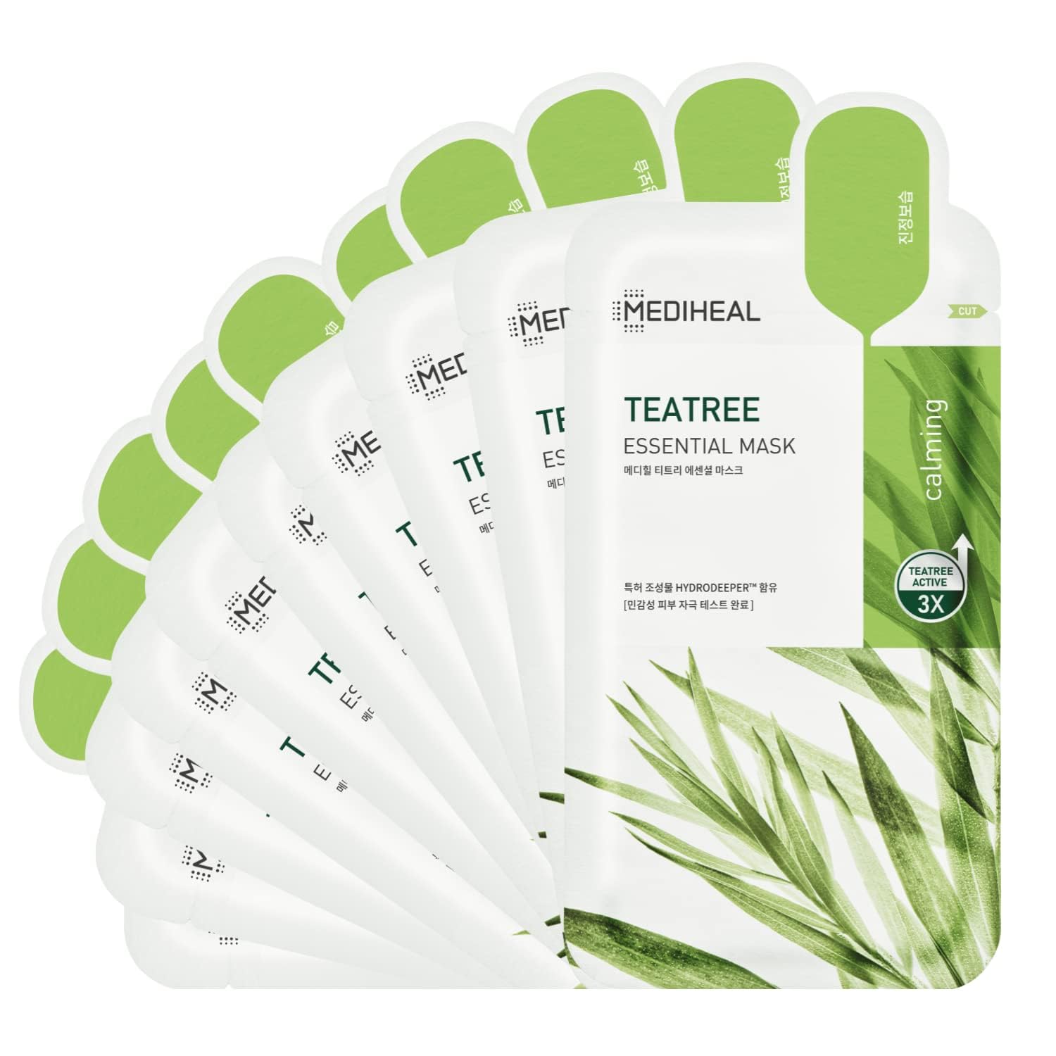 Mediheal Tea Tree Face Mask 10-sheets pack displaying soothing hydration for all skin types