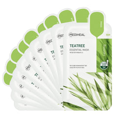 Mediheal Tea Tree Face Mask 10-sheets pack displaying soothing hydration for all skin types