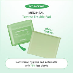 Close-up of Mediheal Teatree Trouble Pad cotton pads showing soft vegan fibers.