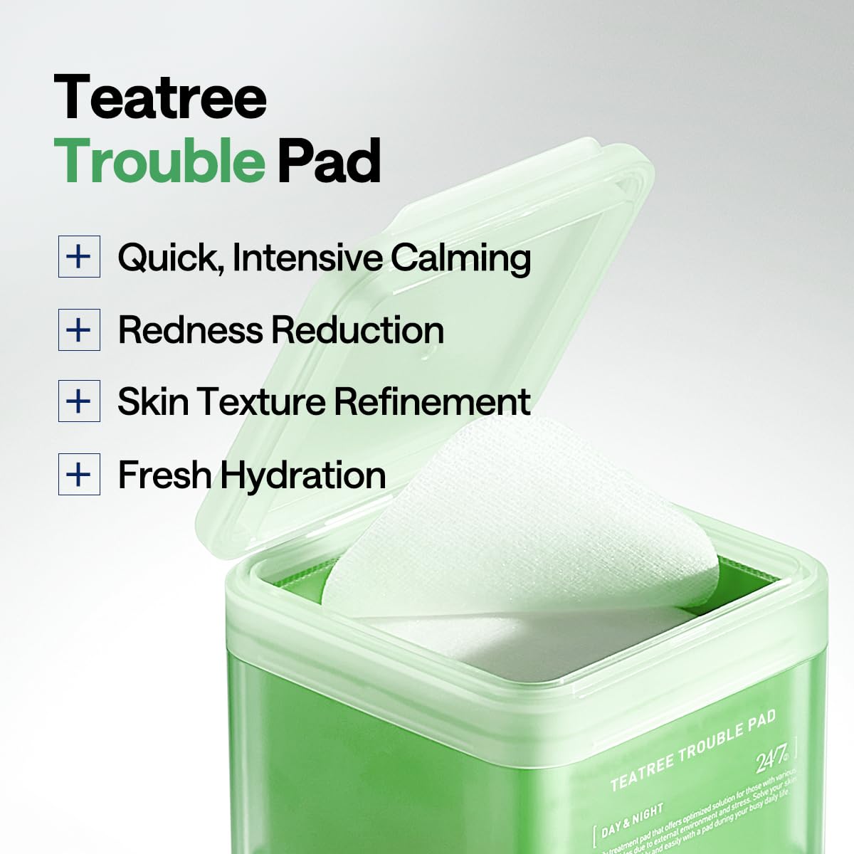 Feuilles tea-tree Mediheal Teatree Trouble Pad, source naturelle pour apaiser la peau.