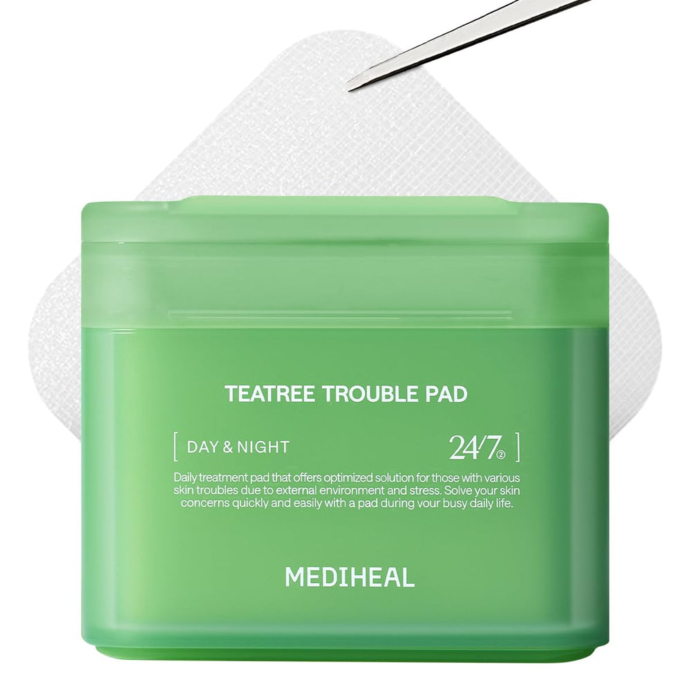 Mediheal Teatree Trouble Pad dans le paquet, pratique pour une routine beauté simplifiée.