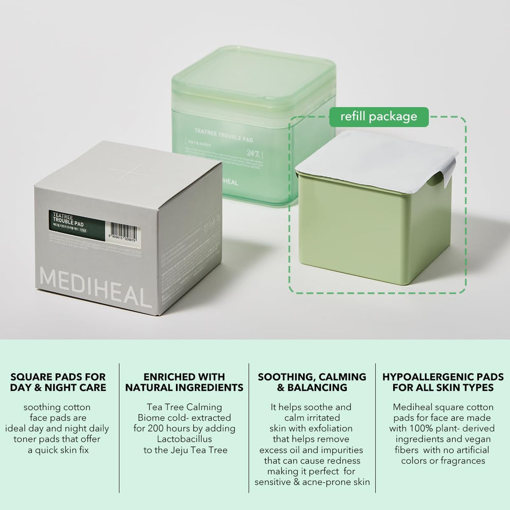 Mediheal Teatree Trouble Pad vegan fiber detail for gentle cleansing.