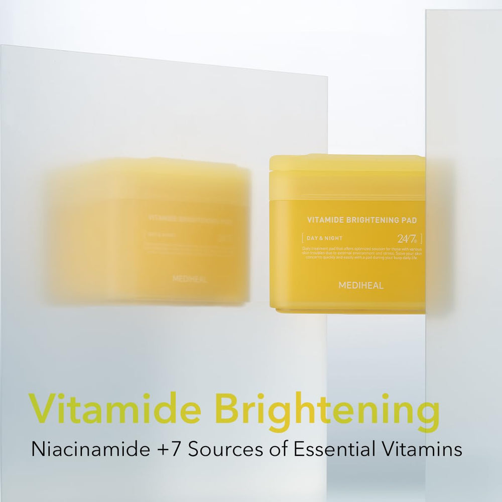 Mediheal Vitamide Brightening Pad Cuidado diario para piel opaca y radiante.