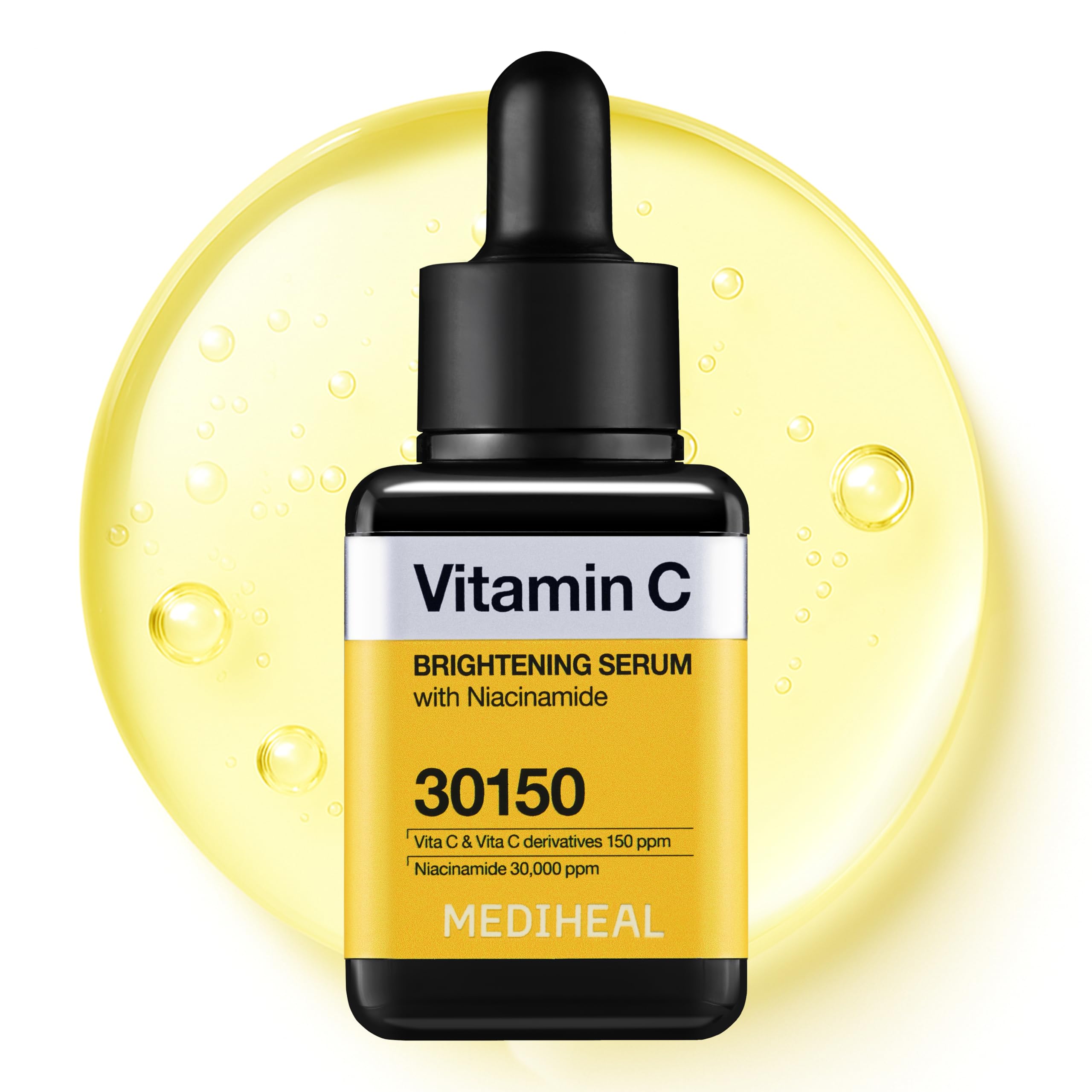 Mediheal Vitamina C Serum, bote compacto, ayuda a iluminar la piel con uso diario.