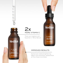 Medik8 C-Tetra Luxe, frasco aplicación: suero hidratante que suaviza arrugas sutiles.