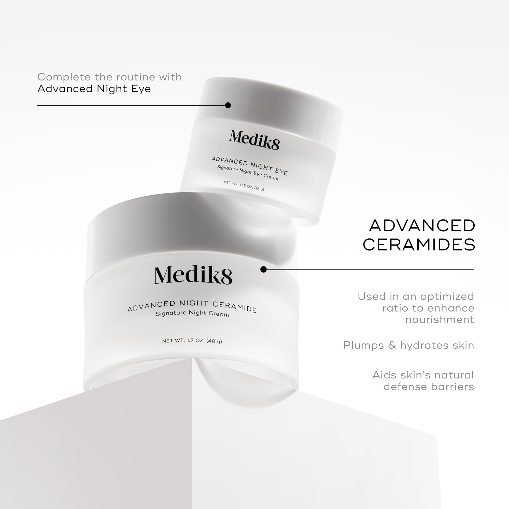 Formulación con antioxidantes y ceramidas de Medik8 para protección antioxidante.