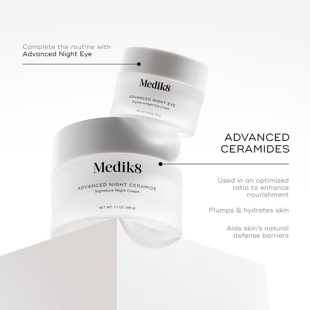 Formulación con antioxidantes y ceramidas de Medik8 para protección antioxidante.