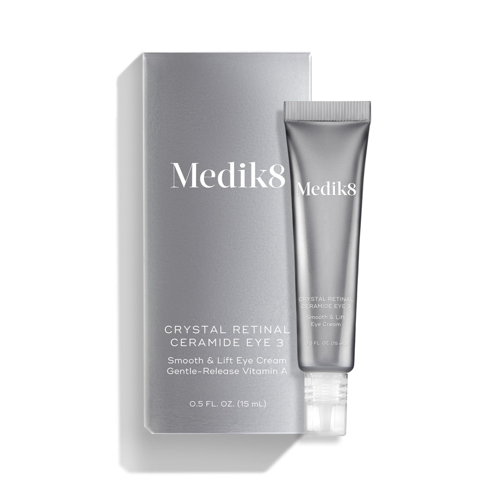 Medik8 Crystal Retinal Ceramide Eye 3, cuidado suave para ojos sensibles, ritual diario recomendado.