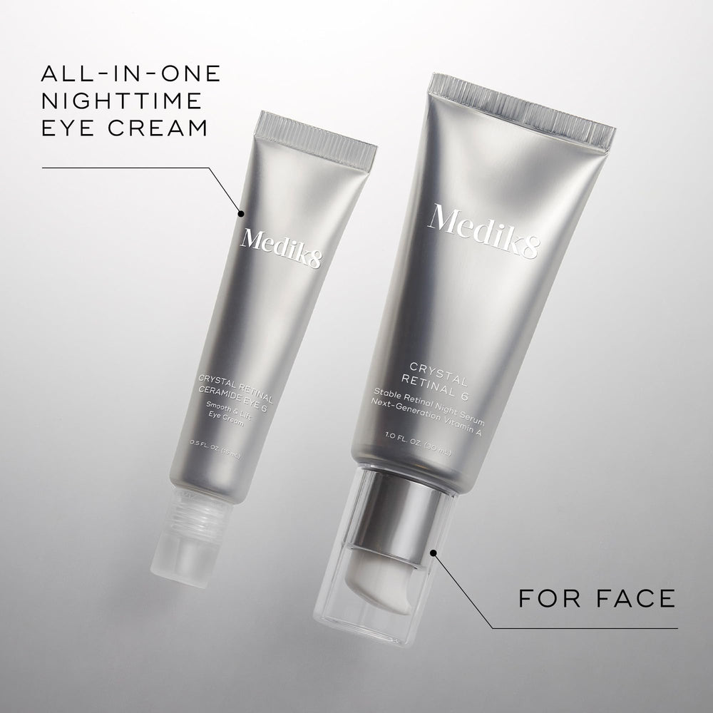 Medik8 Crystal Retinal Ceramide Eye 6, textura cremosa, facilita el cuidado diario.