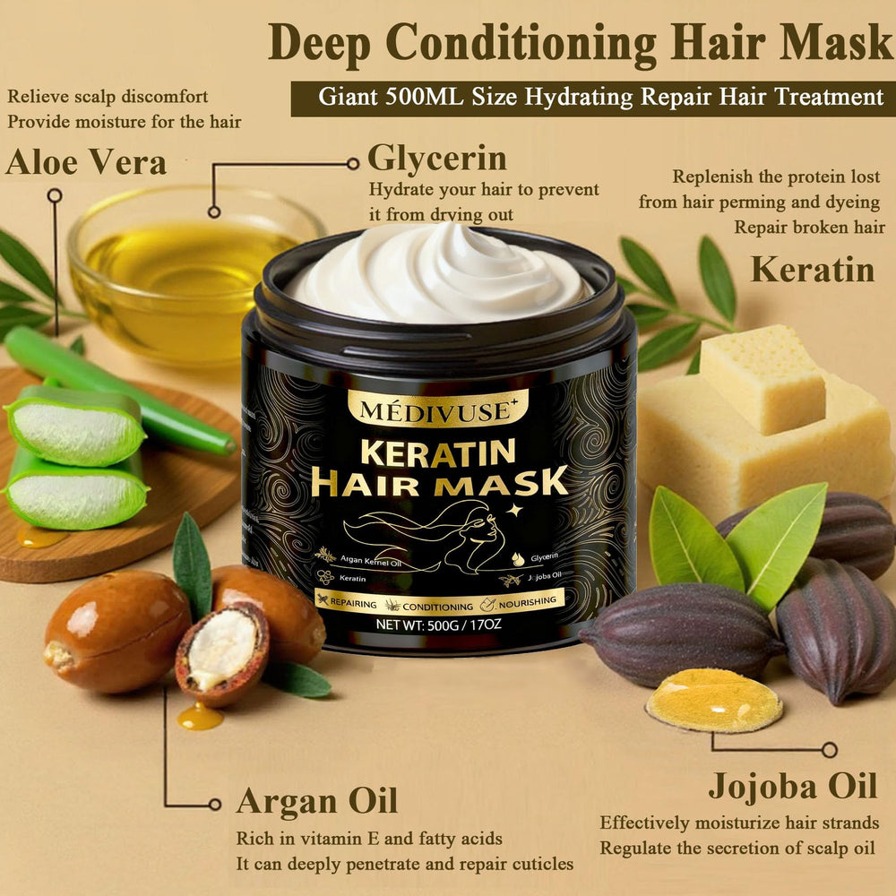 MediVuse Mascarilla Keratina Argán, textura sedosa que facilita la aplicación y deja cabello manejable